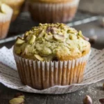 Homemade Pistachio Muffin with Crunchy Topping