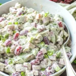 White Bowl of Chicken Salad Recipe with Grapes and Dill